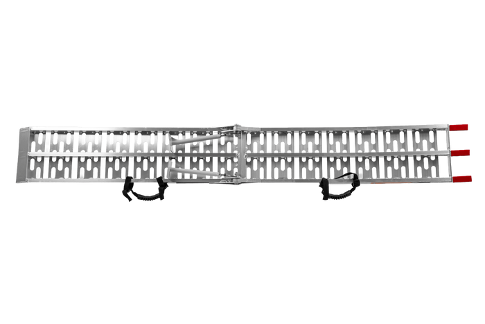 Rampa dobrável UNITRAILER ALR003 em alumínio para reboque, 221 cm, 340 kg, com cinta e suporte.