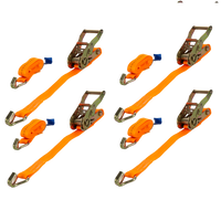 Conjunto de quatro cintas de transporte UNITRIALER laranja de 6m/25mm/1t com tensor.