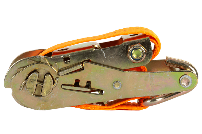 Conjunto de quatro cintas de transporte UNITRIALER laranja de 6m/25mm/1t com tensor.