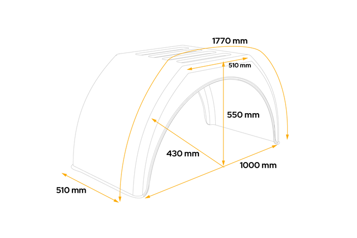 Para-lama duplo para reboque 15-16" DOMAR DK3120 arco de roda plano 1000/510mm com aro branco