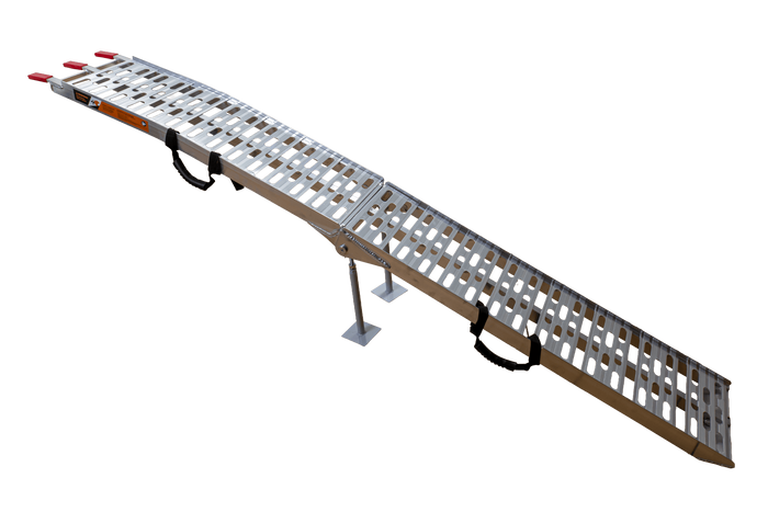 Rampa dobrável UNITRAILER ALR003 em alumínio para reboque, 221 cm, 340 kg, com cinta e suporte.