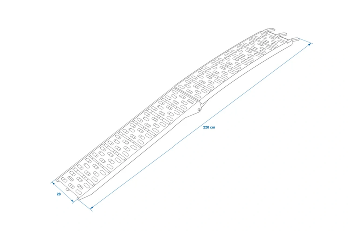 Rampas dobráveis ProPlus 390096 em alumínio para reboques, 220 cm, 680 kg, conjunto de 2