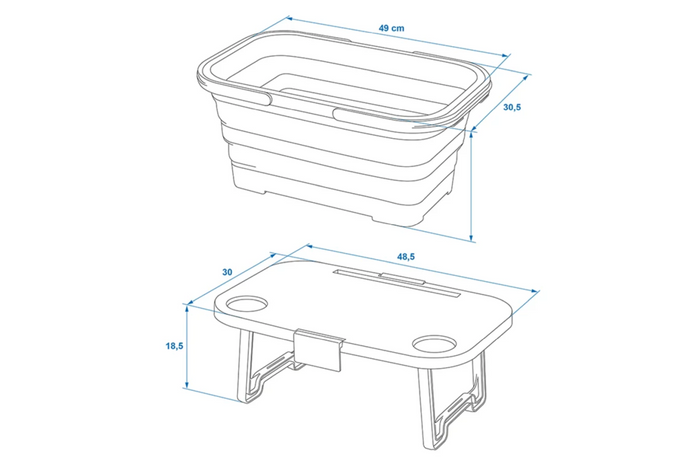 Cesta de piquenique com tampa ProPlus 370315, cesta dobrável com função de mesa, 20L