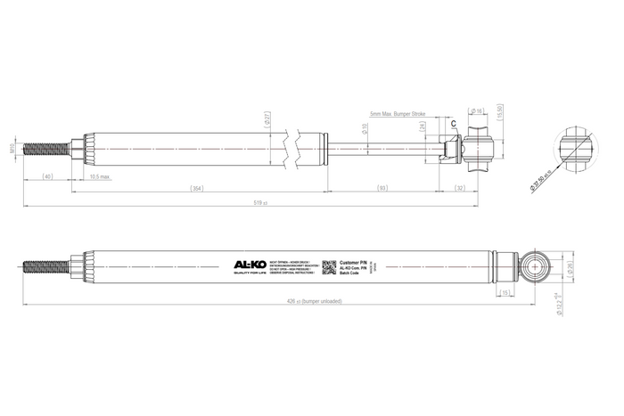 Dispositivo de inércia/amortecedor de freio AL-KO 200V