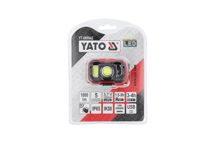 Lanterna de cabeça LED YATO YT-085942 com sensor de movimento, 1000lm