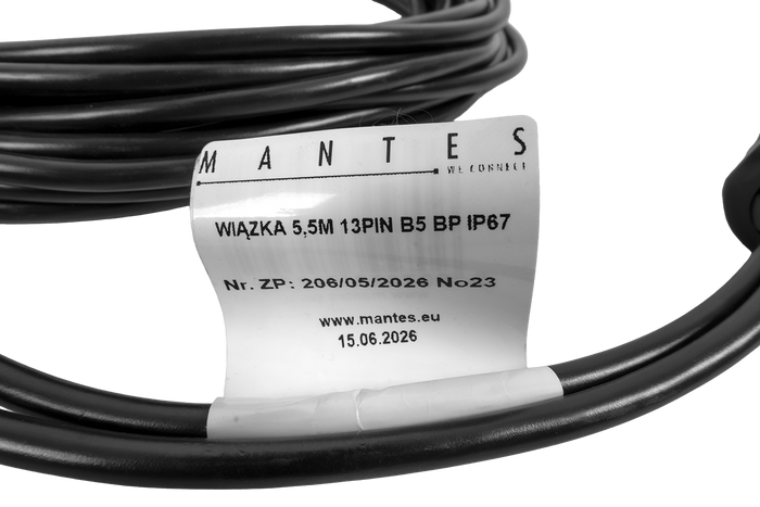 Instalação elétrica MANTES, chicote para reboque de barco, 5,5 m, plugue de 13 pinos, 2 conectores baioneta de 5 pinos