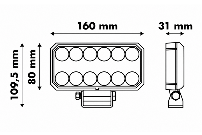 Refletor retangular para lâmpada de trabalho LED LAYTZ LY7304 com 66 LEDs e 5800 lm