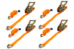 Conjunto de quatro cintas de transporte UNITRIALER laranja de 2m/25mm/1t com tensor.