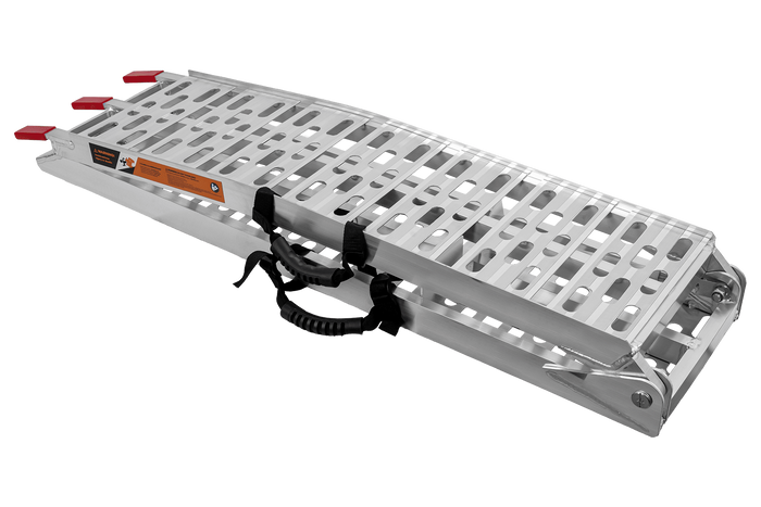 Rampa dobrável UNITRAILER ALR003 em alumínio para reboque, 221 cm, 340 kg, com cinta e suporte.