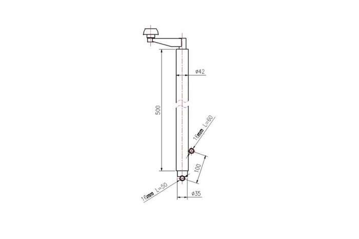 Guincho de manivela UNITRAILER com alças para bascular e descarregar um reboque de automóveis de 1000 kg (500-865 mm).