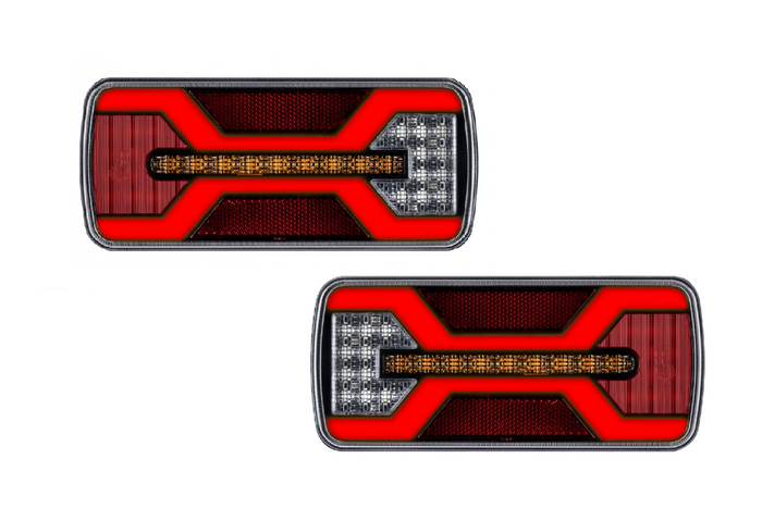 Lanternas traseiras KAMAR X-SPIDER L2430+L2431 com encaixe de baioneta de 5 pinos e 7 funções (esquerda + direita).