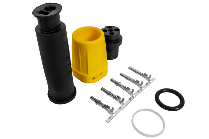 Conector à prova d'água MANTES para luzes traseiras de reboque, baioneta de 5 pinos, amarelo, lado esquerdo.